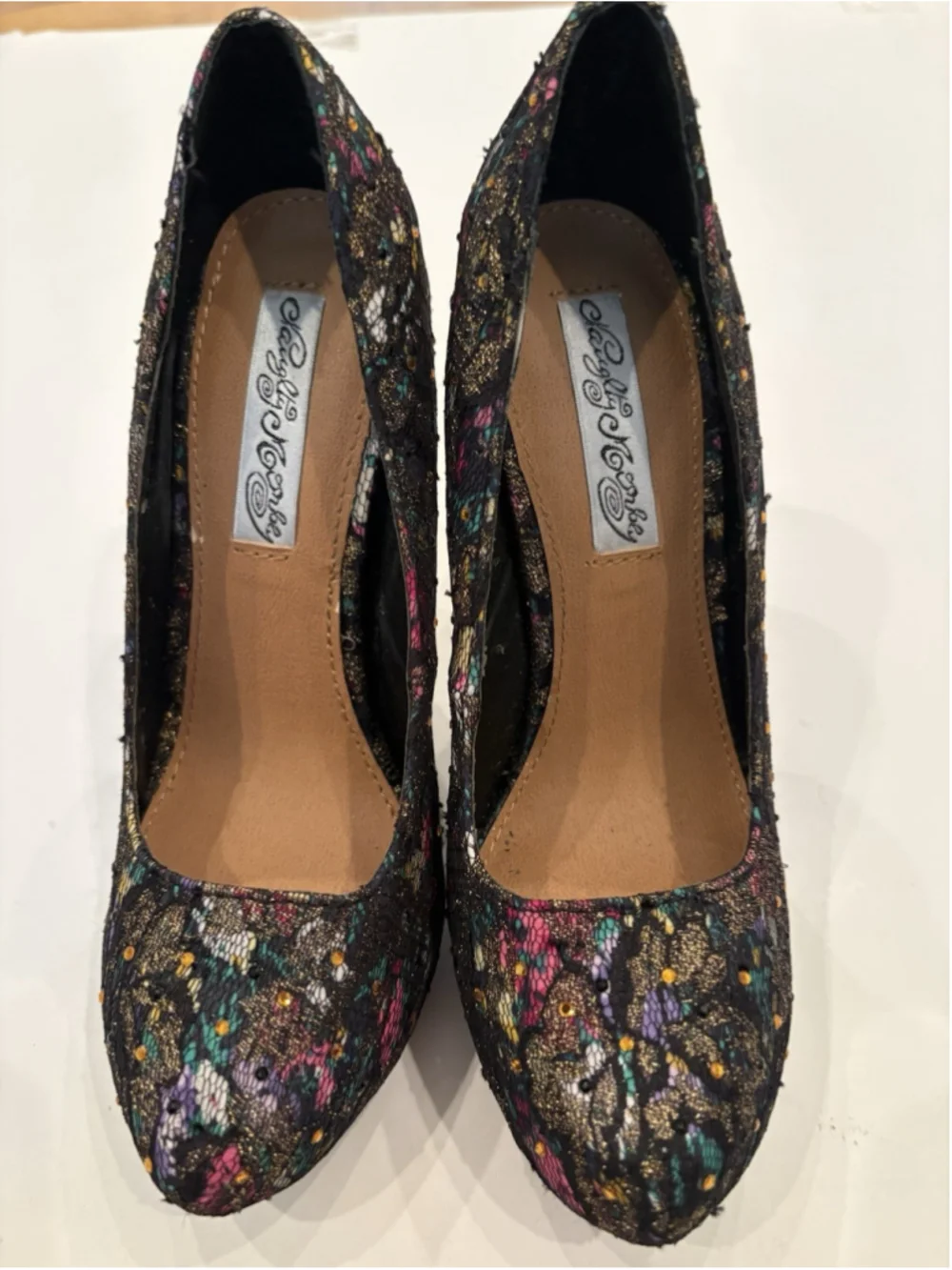 Naughty Monkey High Heel Pumps -4” Stiletto Heel -size 7-glitter Top-glamorous